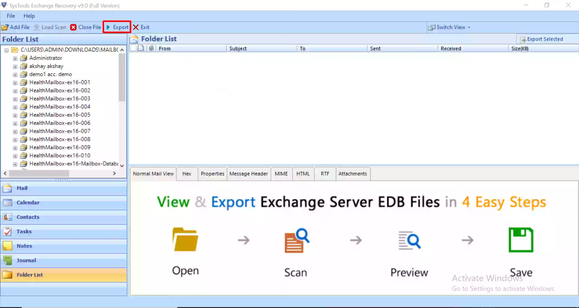 click export